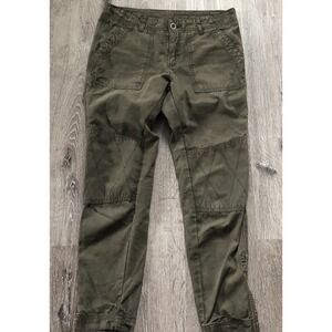 Free People‎ Pants Women's 2 Moss Green Knee Detail Flap Pockets Tapered